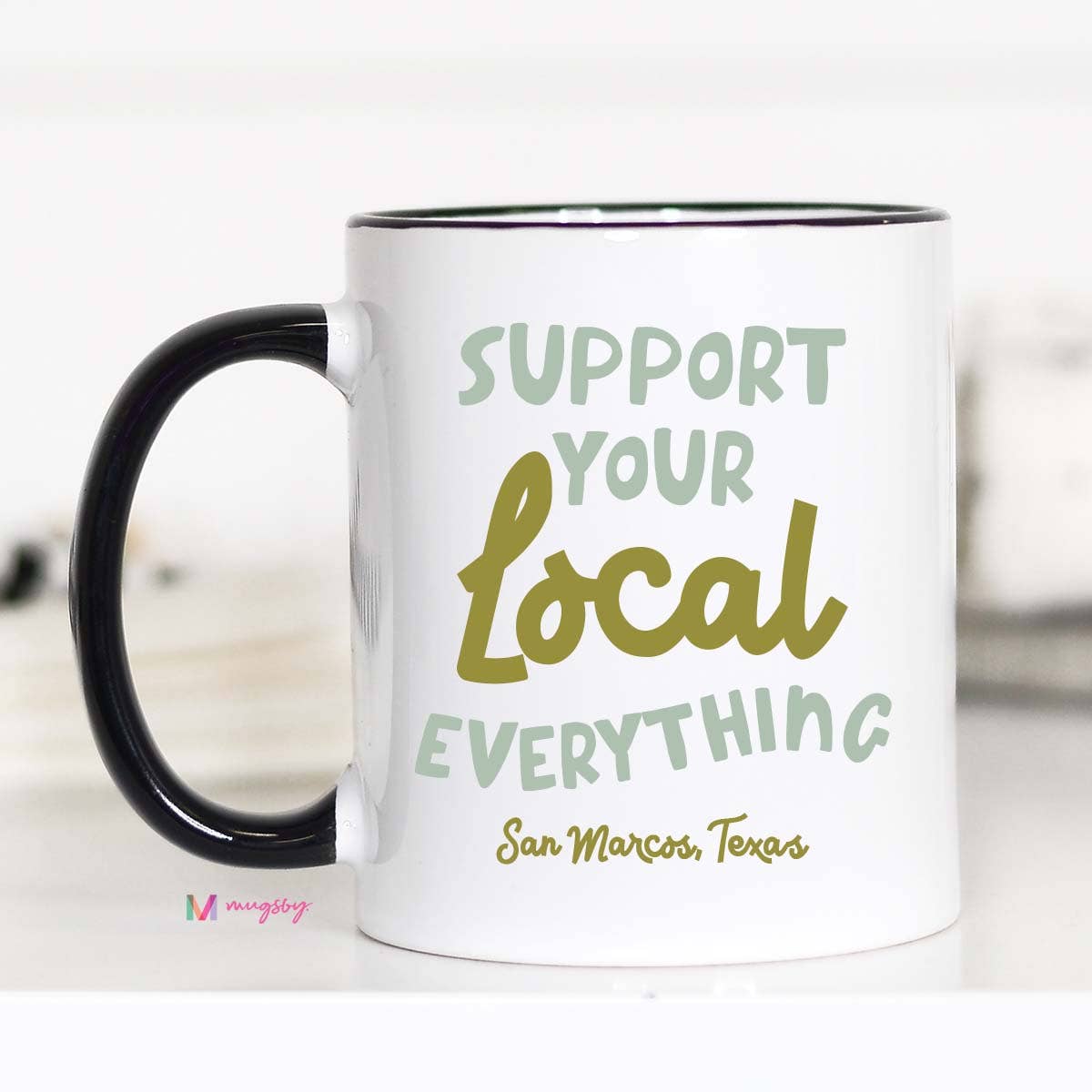 Support Your Local Everything Mug, Personalized Mug, City : All White / 11oz