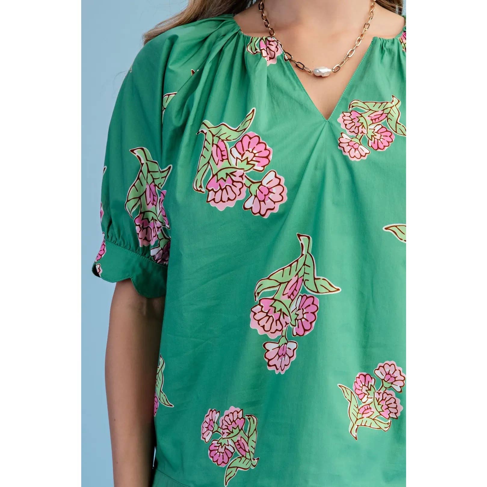 Floral Print V-Neck Blouse