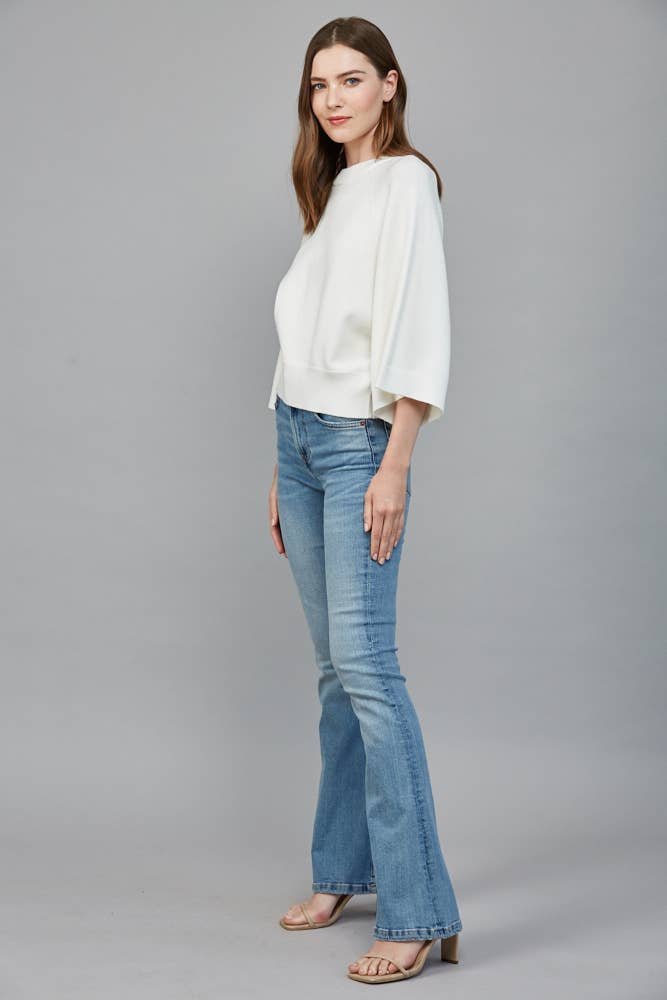 Cream Raglan Bell Sleeve Sweater