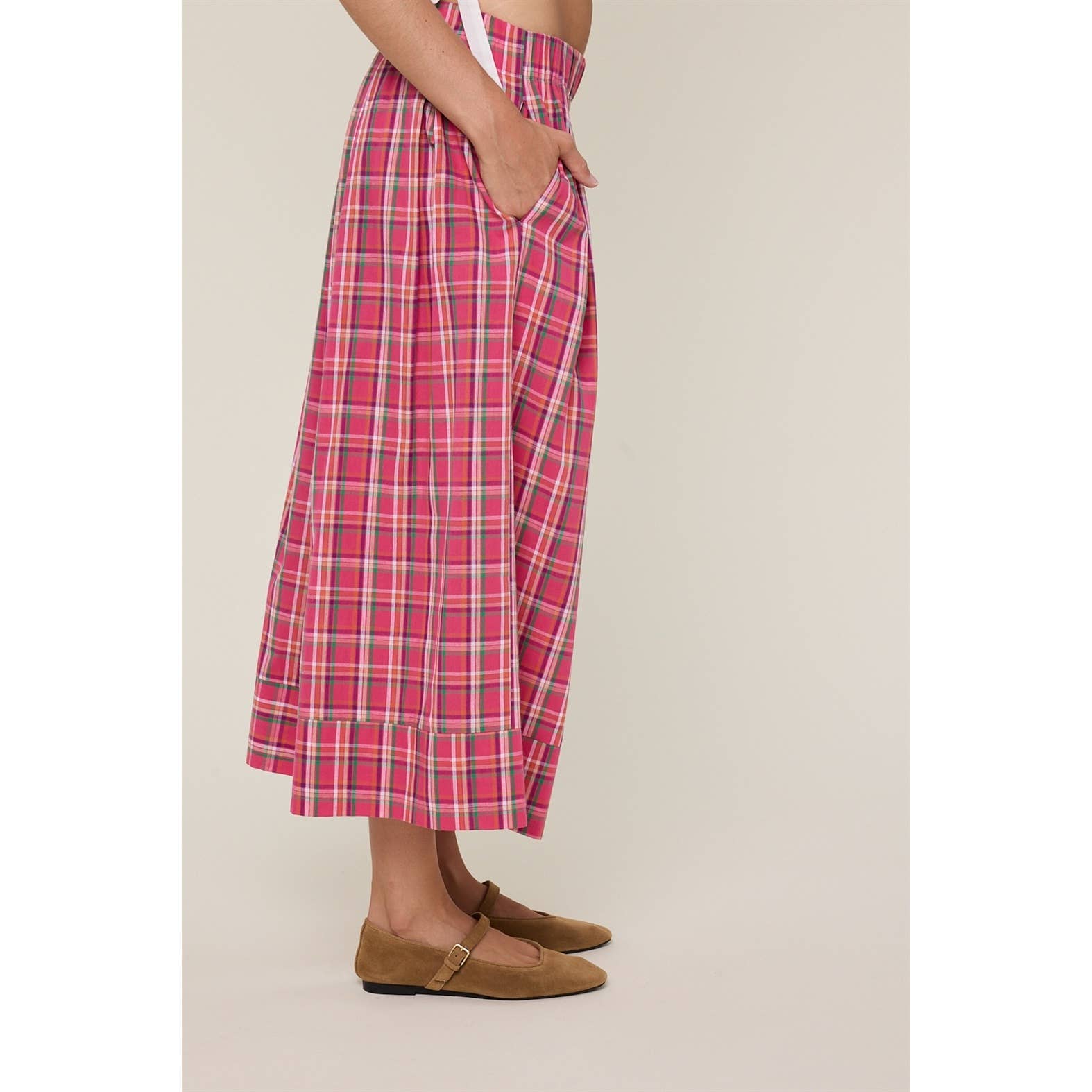 Plaid Wide Leg Pants