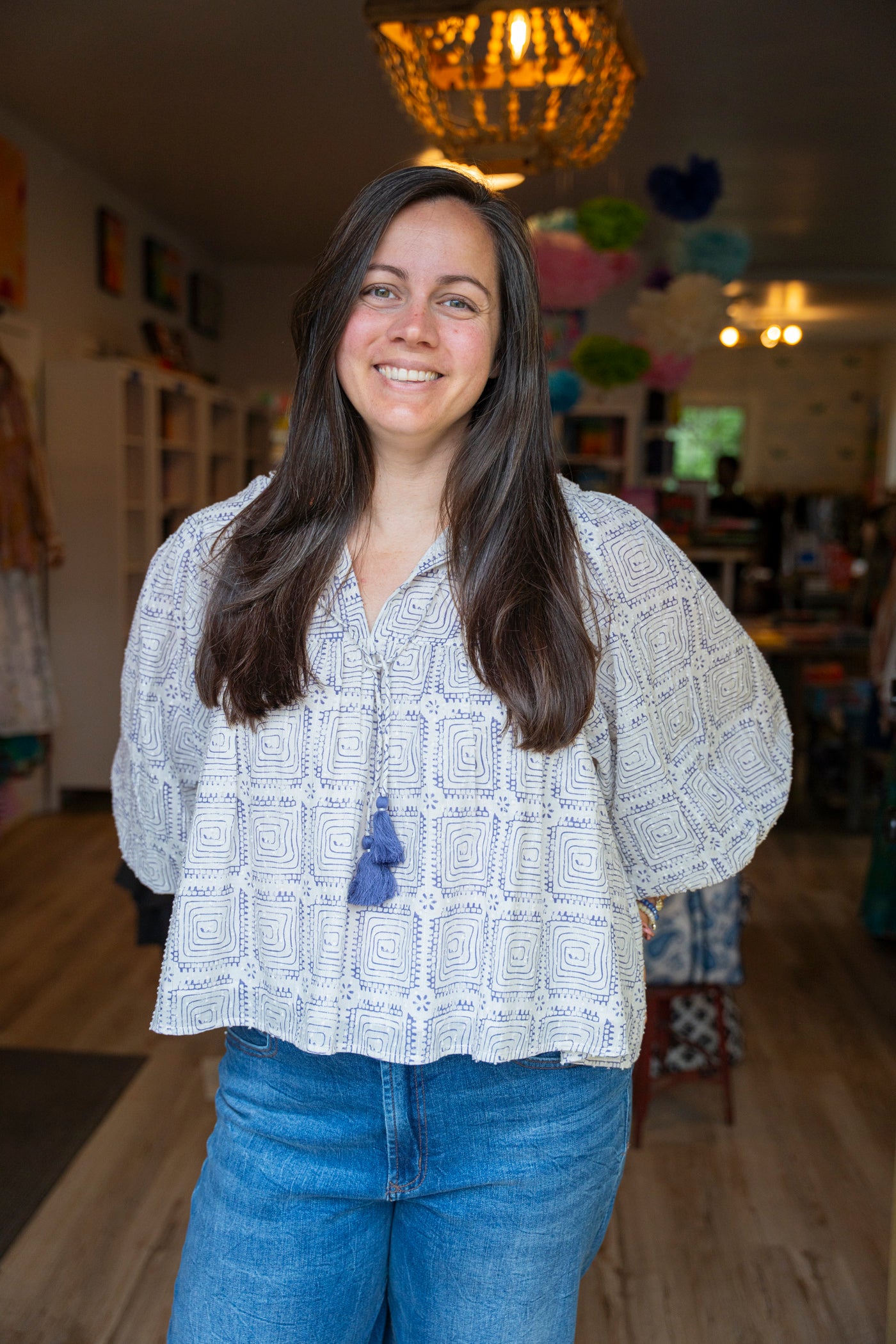 The Maze Block Print Top