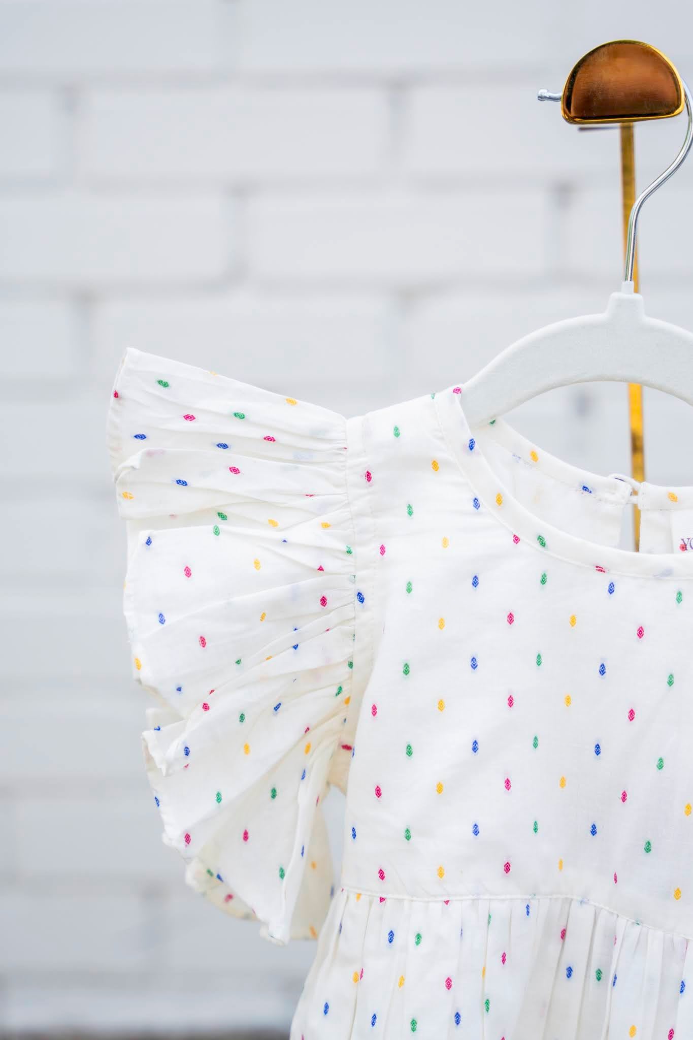 Multi Swiss Dot Ruffle SLV Baby Set