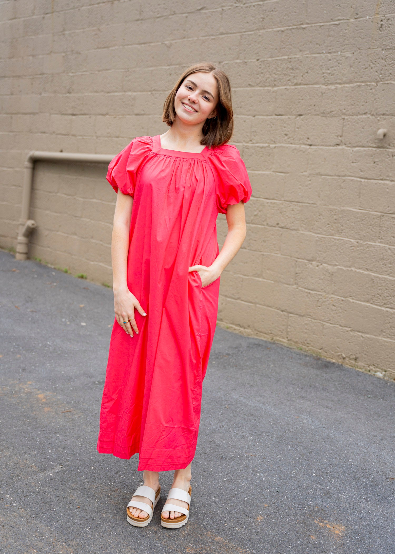 Fuschia poplin dress