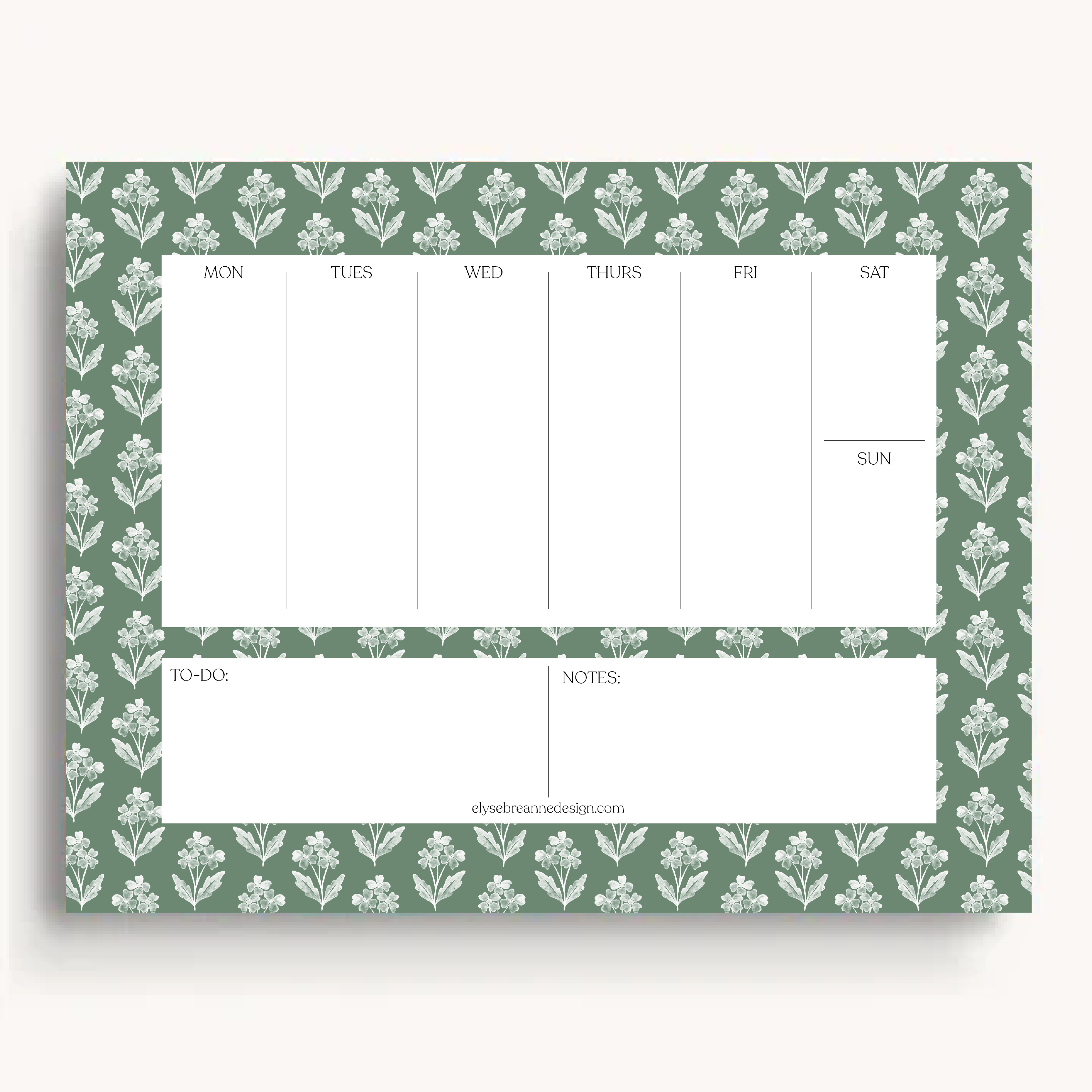 Forget Me Nots Sage Weekly Planner Notepad