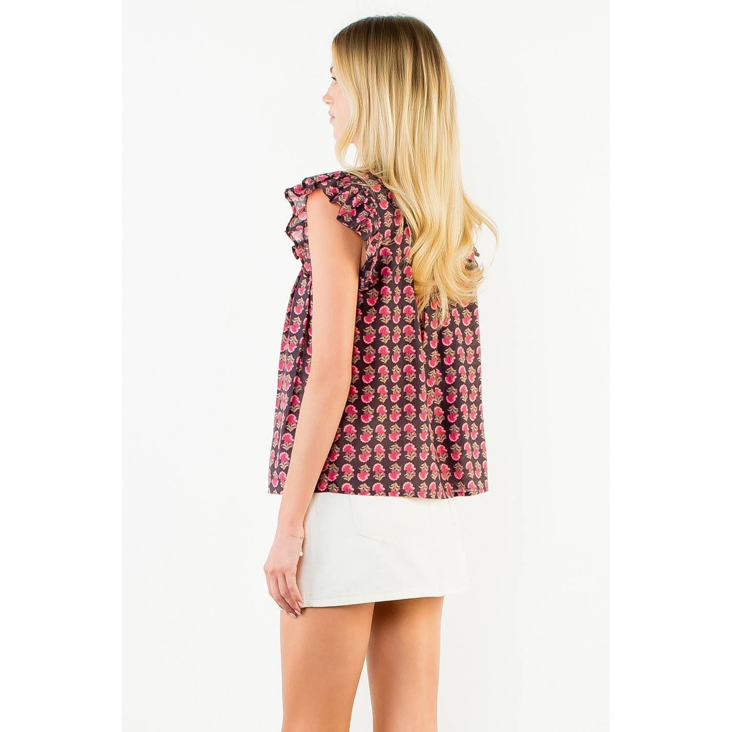 Cassidy Flutter Sleeve Button Top