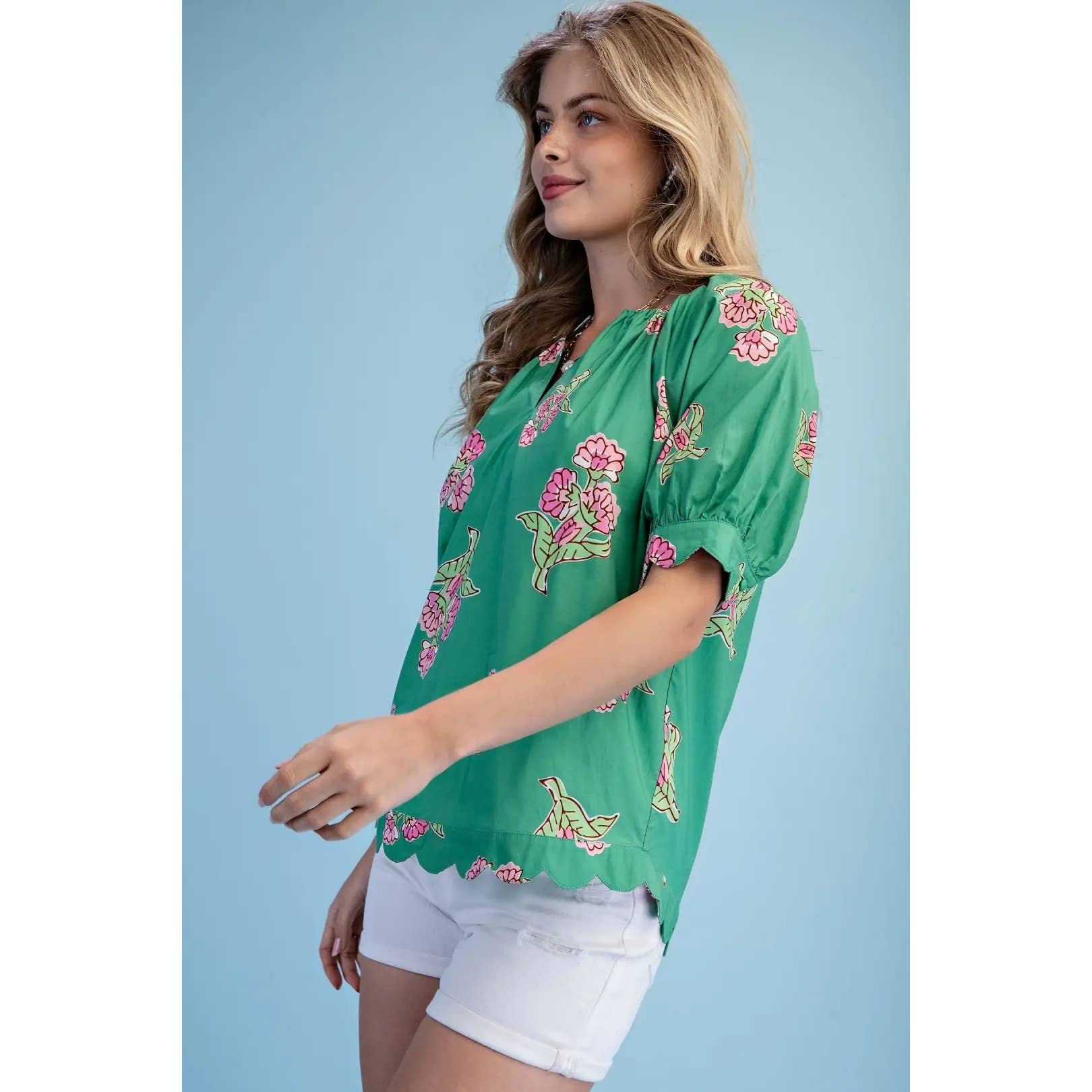Floral Print V-Neck Blouse
