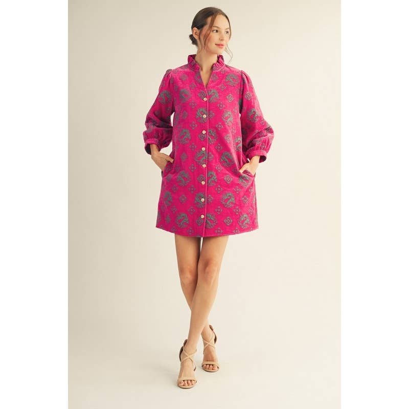 Hot Pink Jacquard Dress