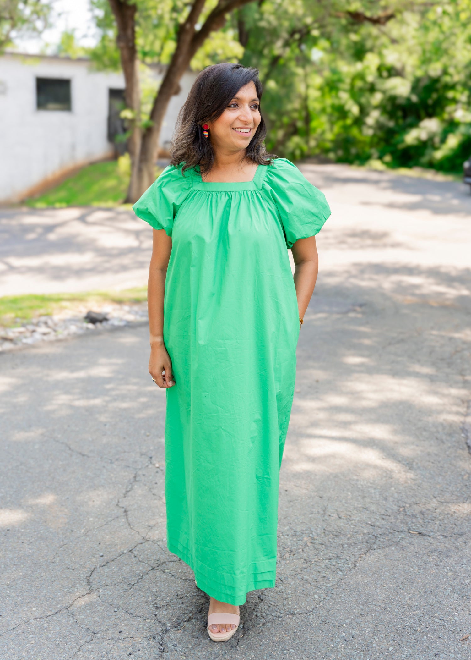 Emerald poplin dress