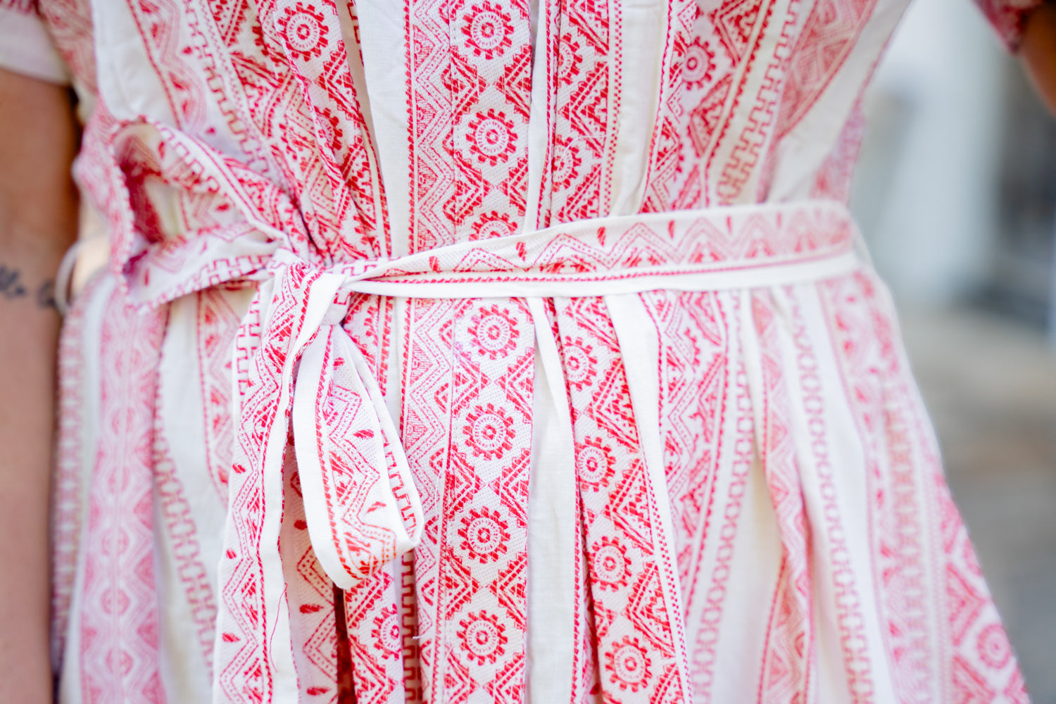 Crimson Weave Shirt Dress