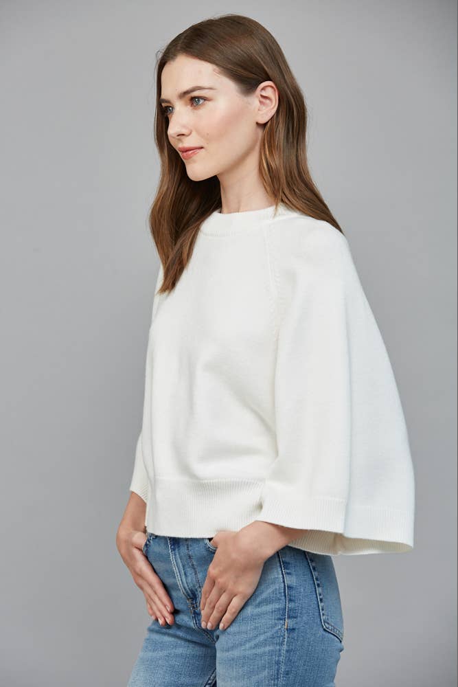 Cream Raglan Bell Sleeve Sweater