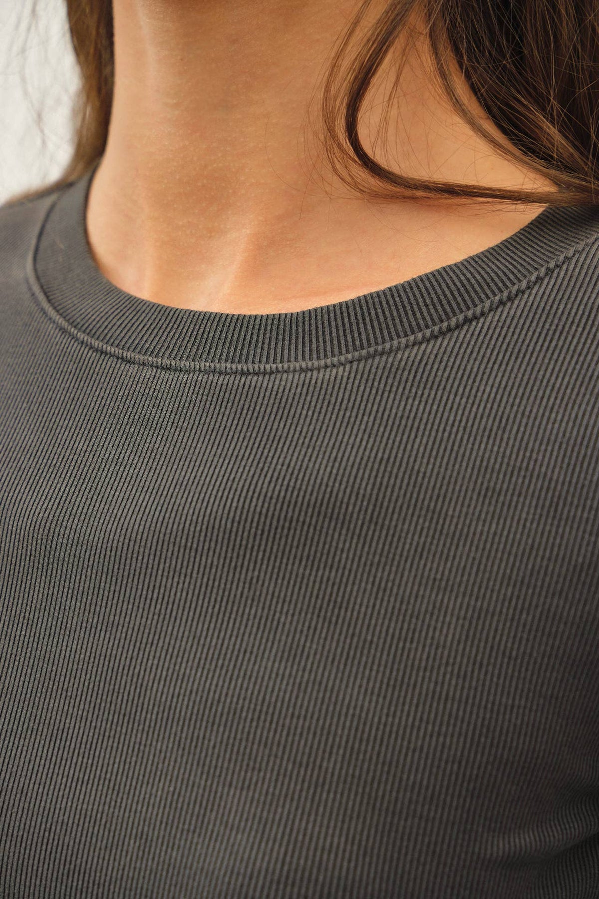 Charcoal Garment Dyed Crewneck Top