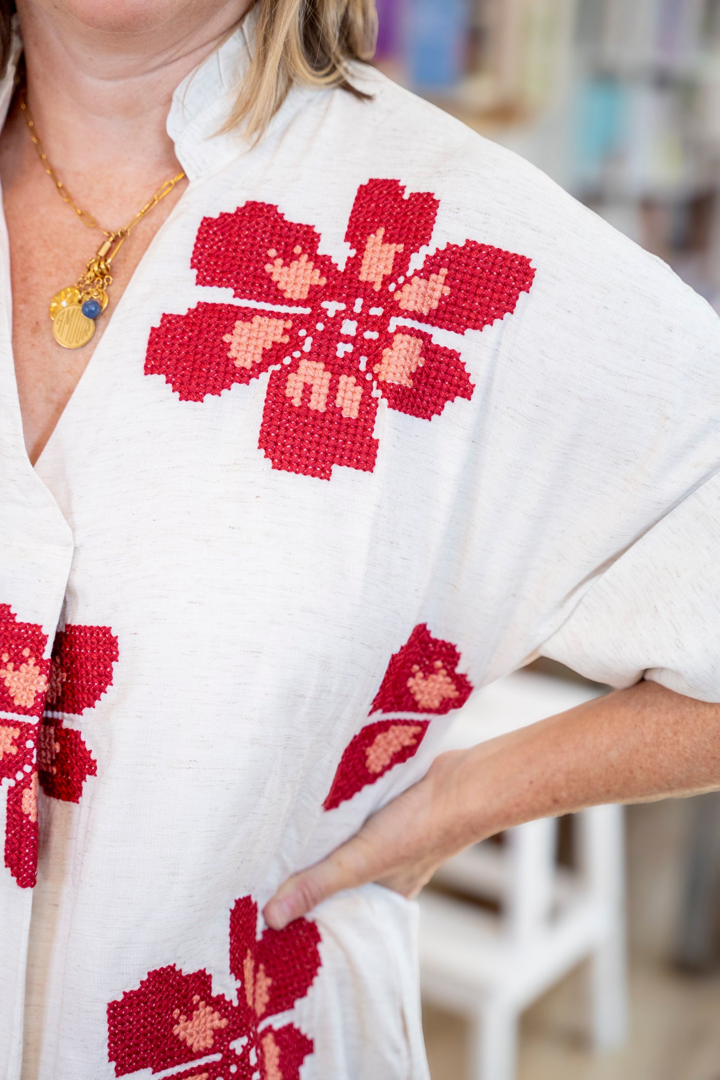 The Solstice Bloom Embroidered Dress