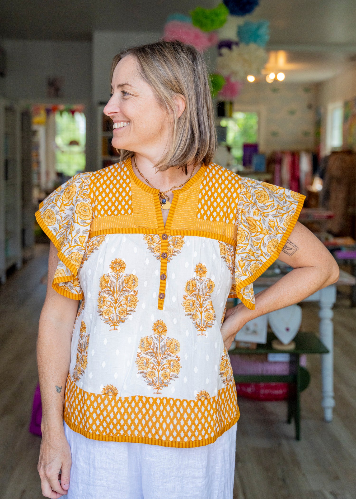 The Ellis Block Print Top