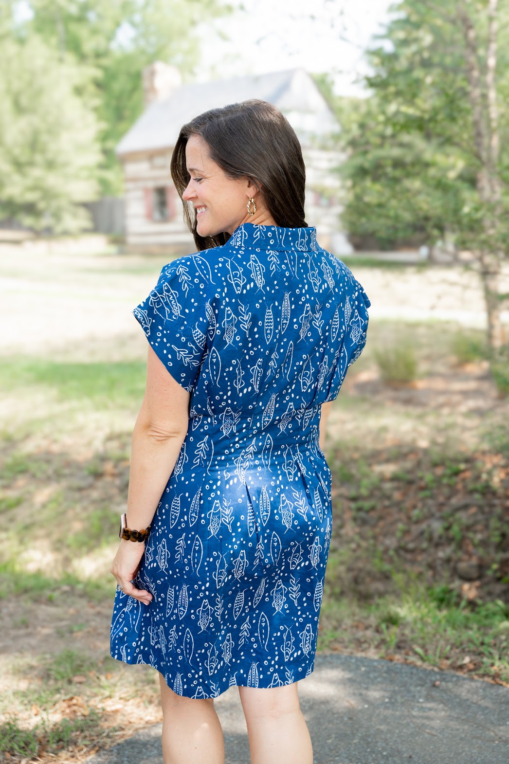 Short Sleeve Fish Print Dress