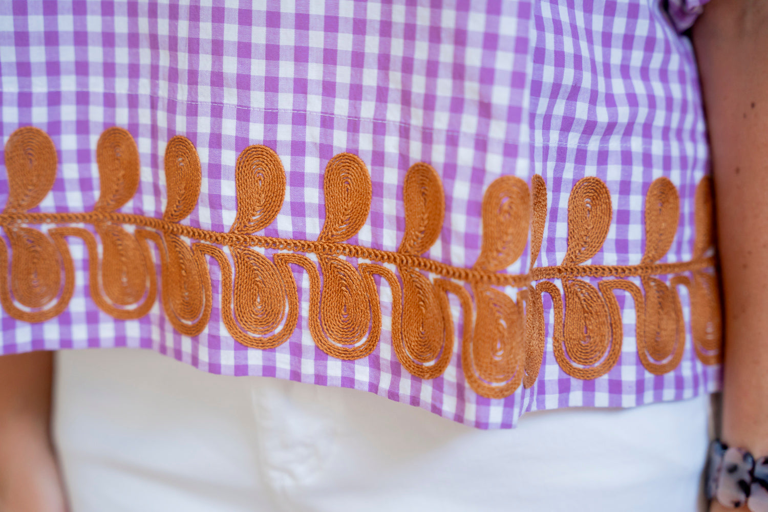 Lavender Check Popover Blouse