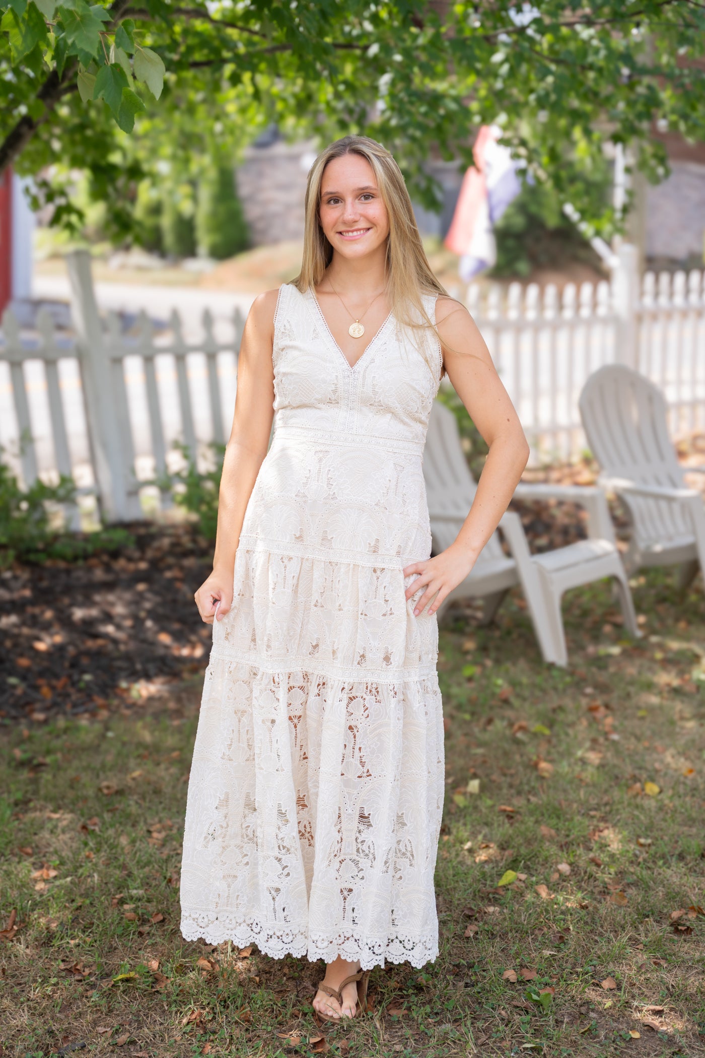 Francia Embroidered Lace Midi Dress