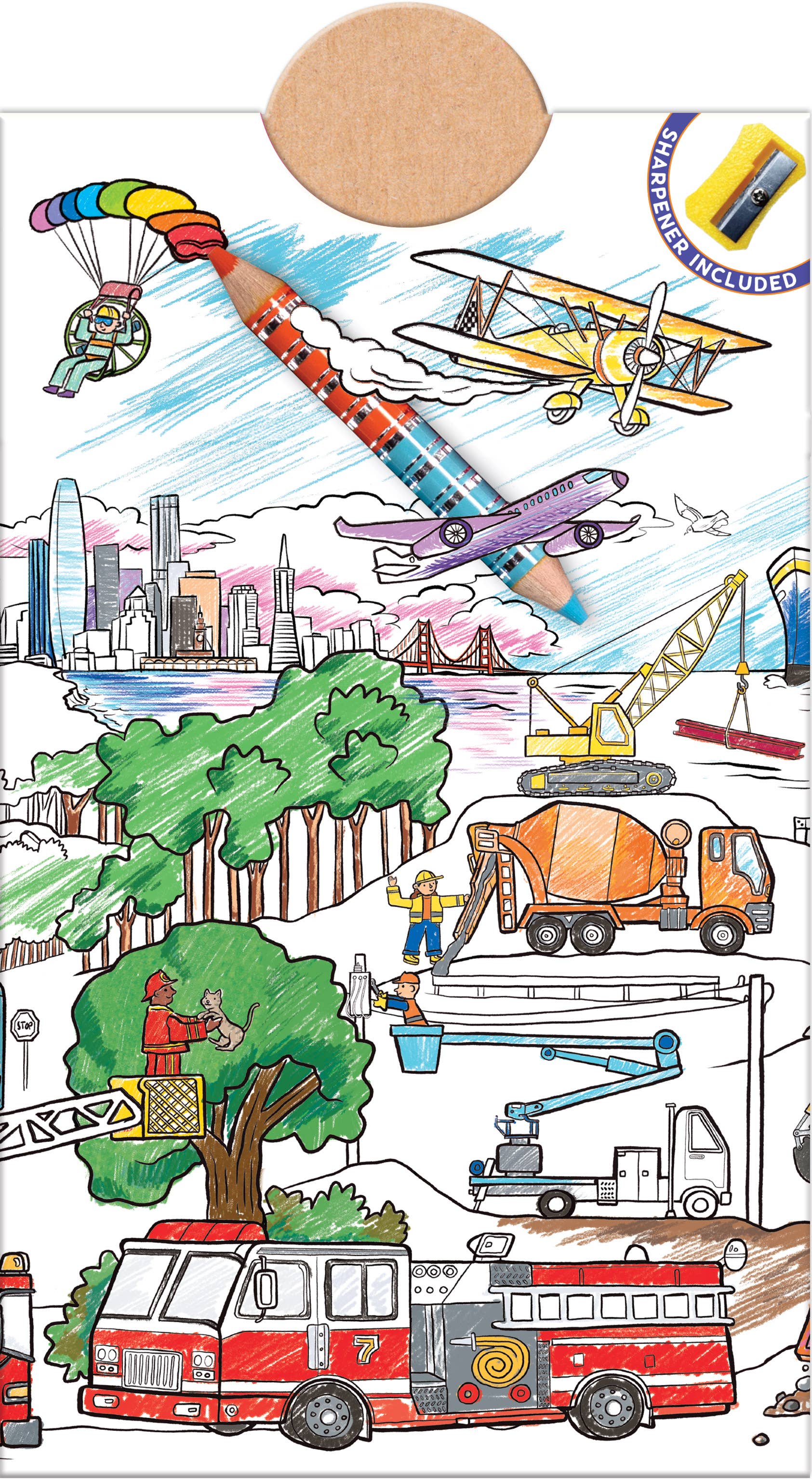 Vehicles 8 Double-Sided Biggie Pencils with Mini Mural