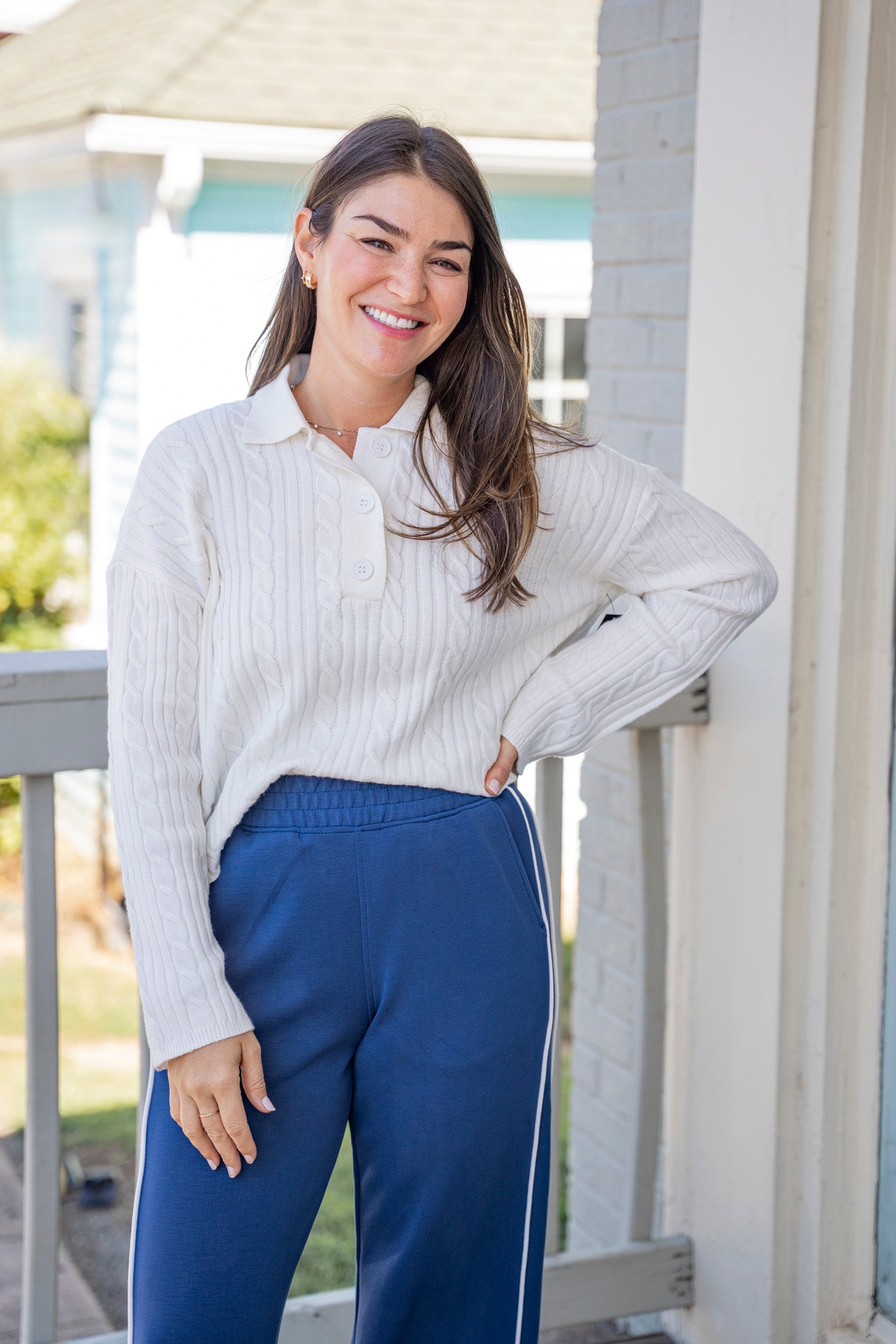 Piped Navy Athletic Pants