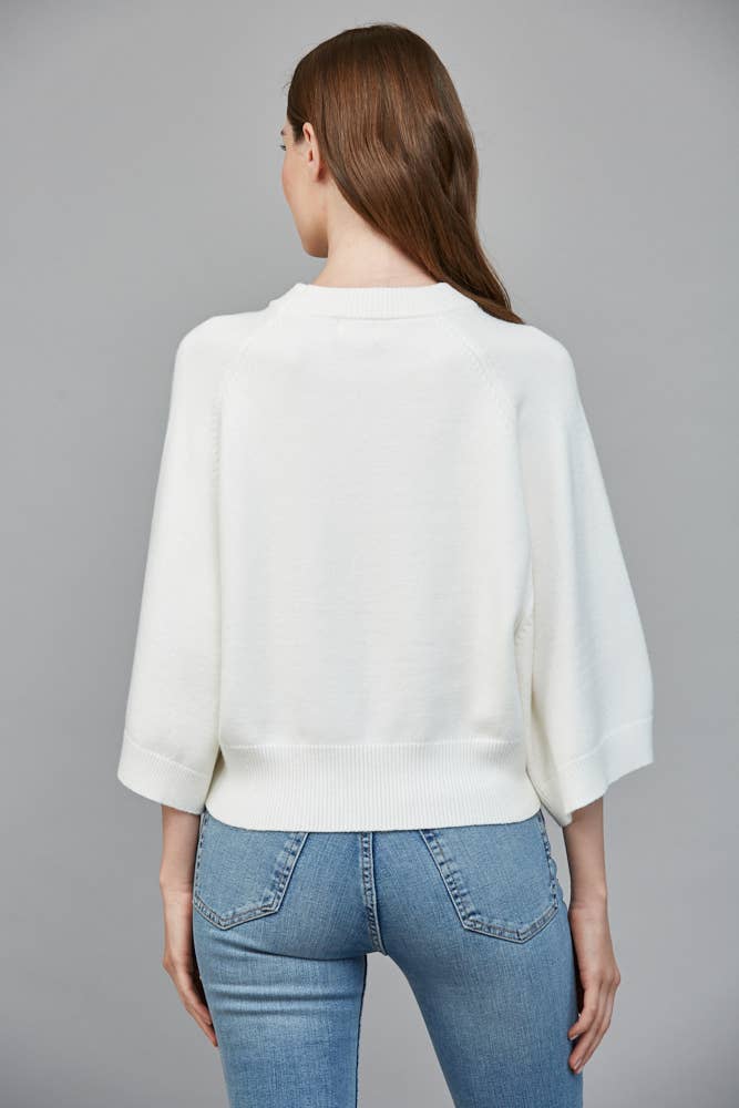 Cream Raglan Bell Sleeve Sweater