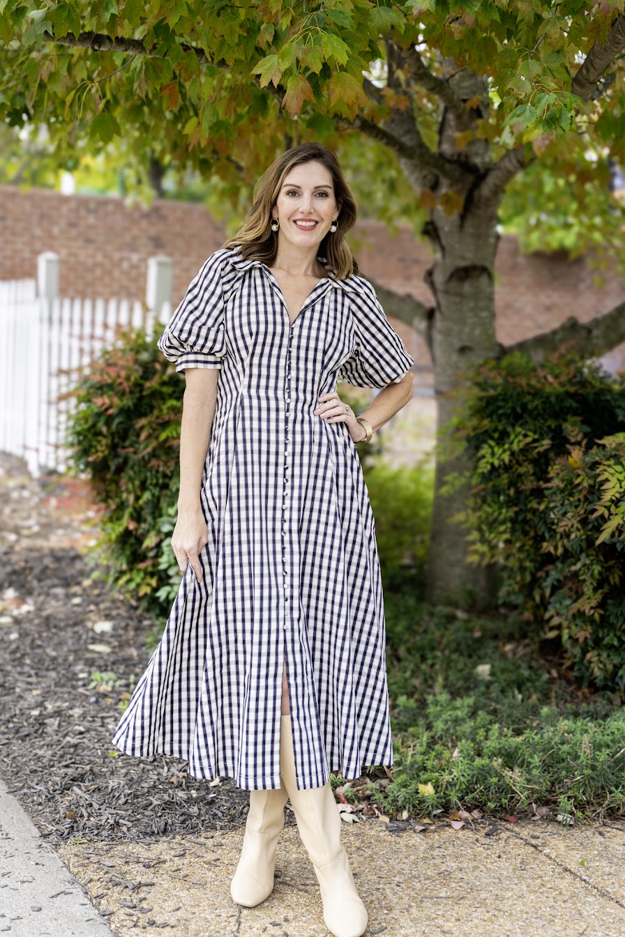Gingham Check Midi Dress Bluebird Company Crozet