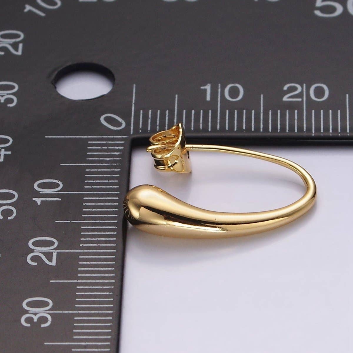 14K Gold Filled 20mm Molten Drop Minimalist French Hook Earrings | AE-966