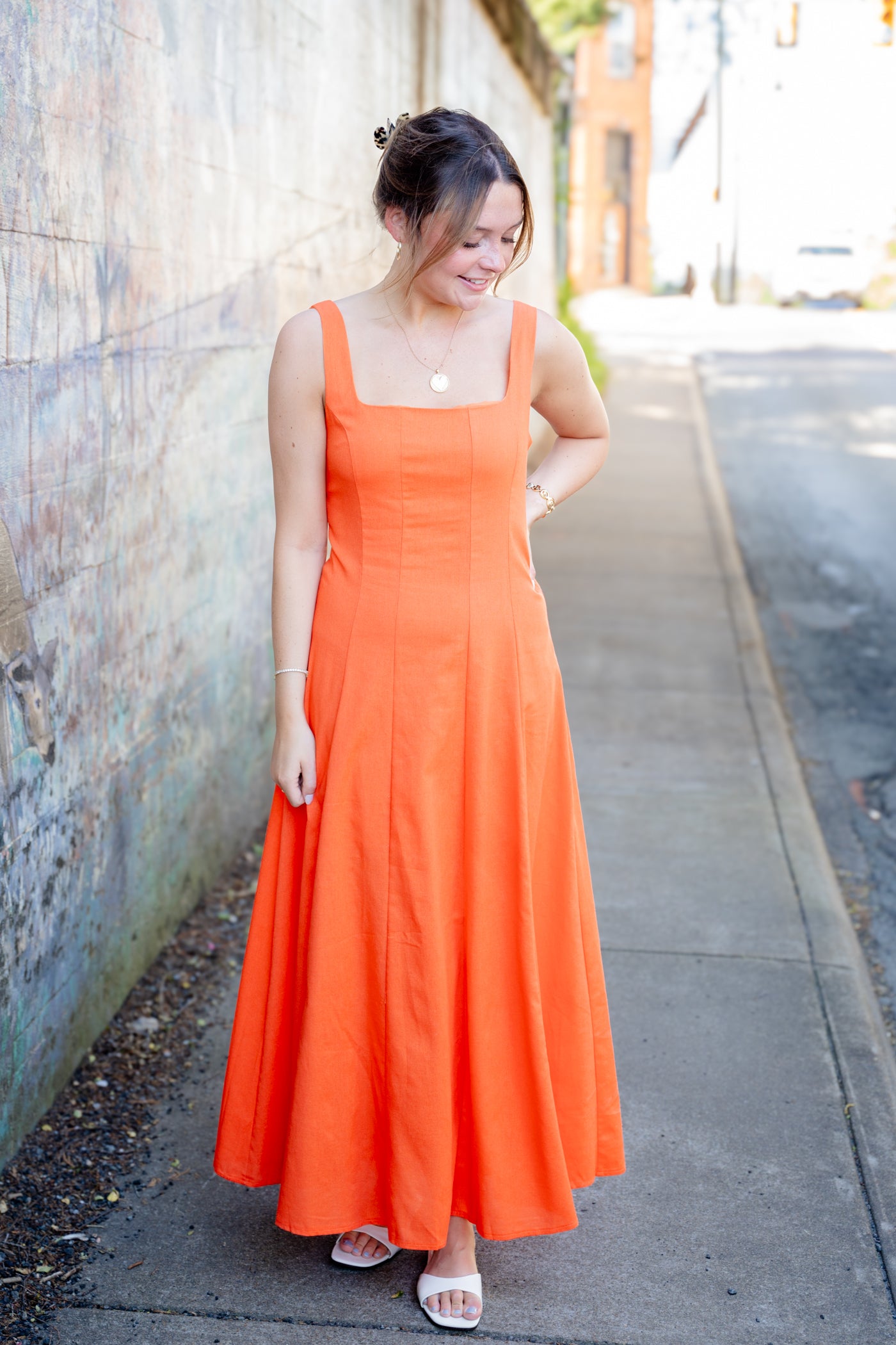 Sleeveless Poplin Fit & Flare Maxi Dress