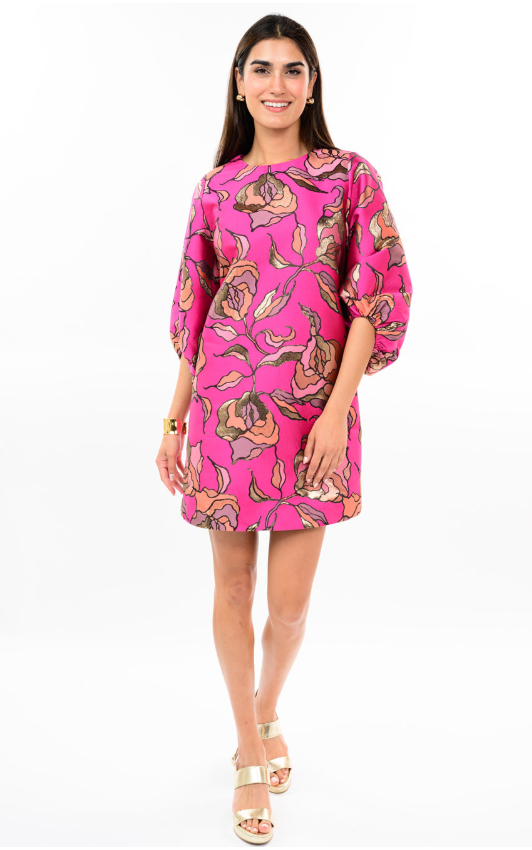 Noelle Metallic Brocade Dress
