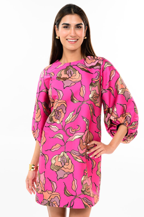 Noelle Metallic Brocade Dress