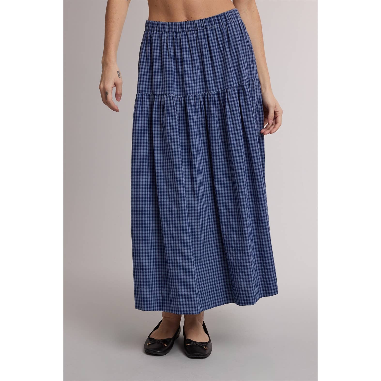 Gingham Tiered Maxi Skirt