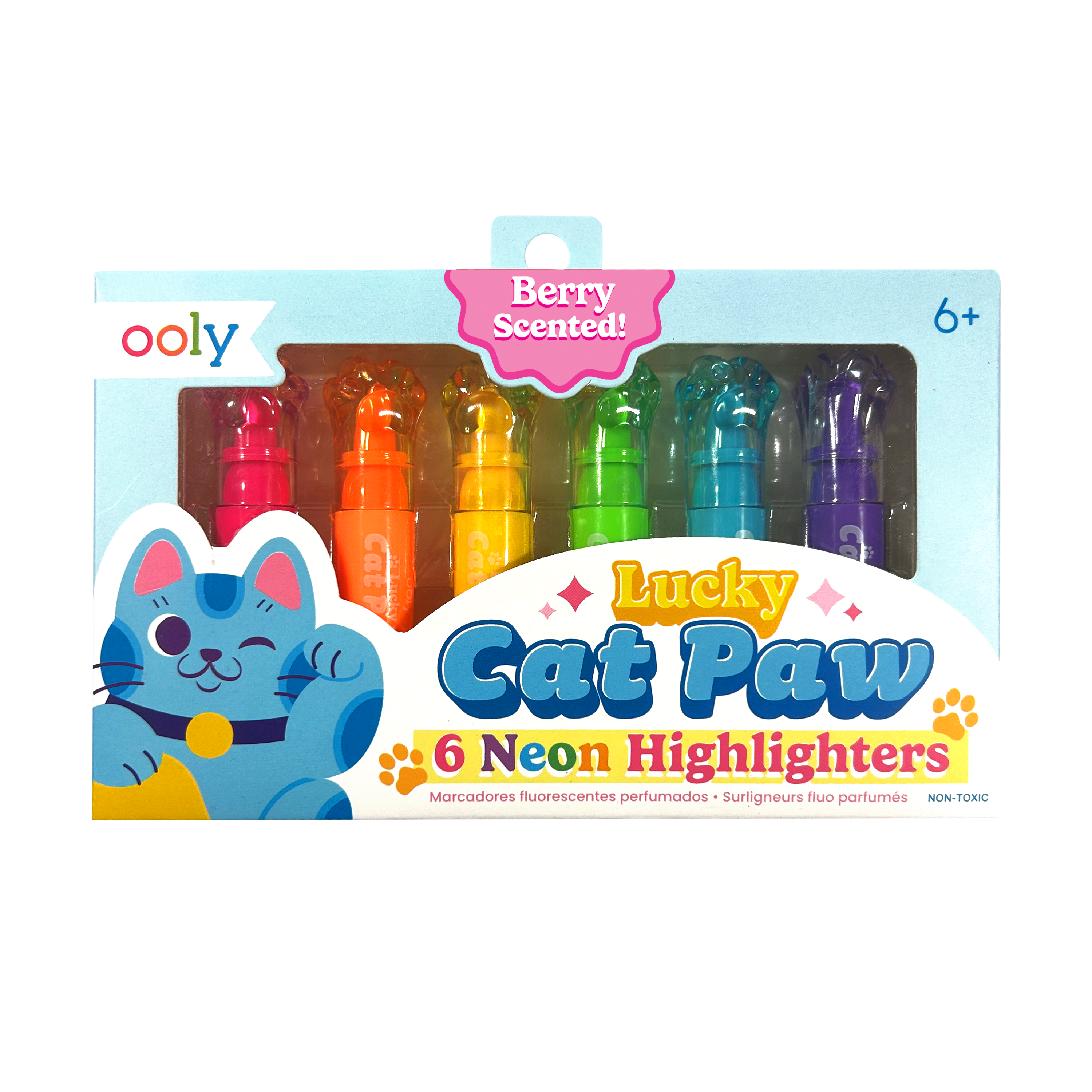 Lucky Cat Paw: Neon Highlighters - Berry Scent (Set of 6)