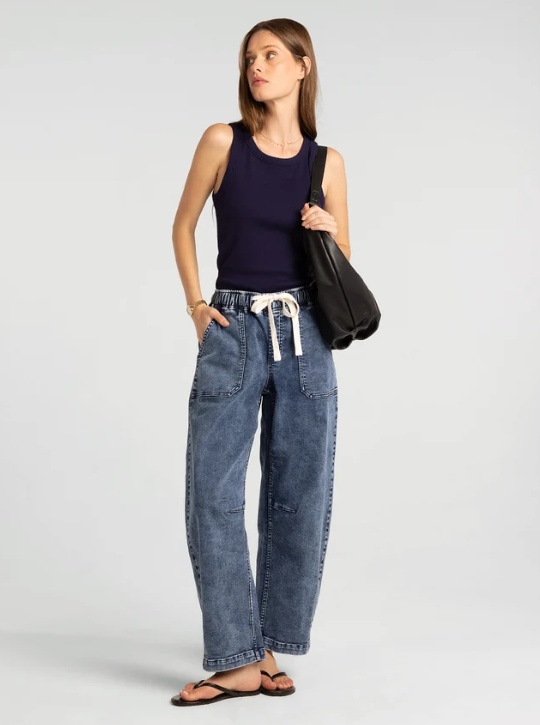 Avril Barrel Pants in Denim