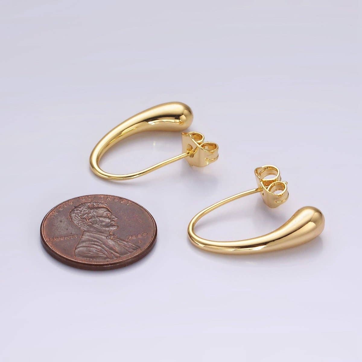 14K Gold Filled 20mm Molten Drop Minimalist French Hook Earrings | AE-966