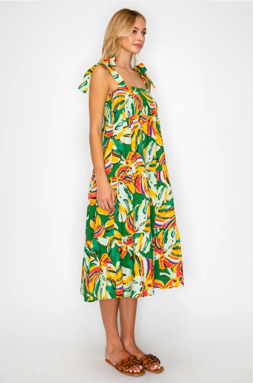 Calypso Monstera Midi Dress