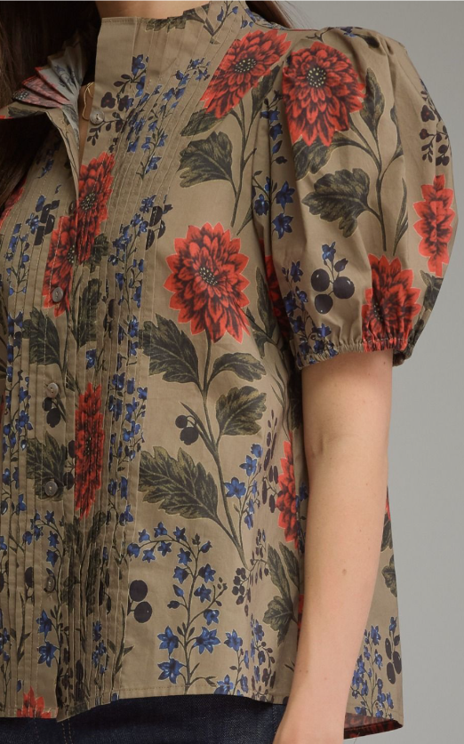 Camel Puff Sleeve Blouse