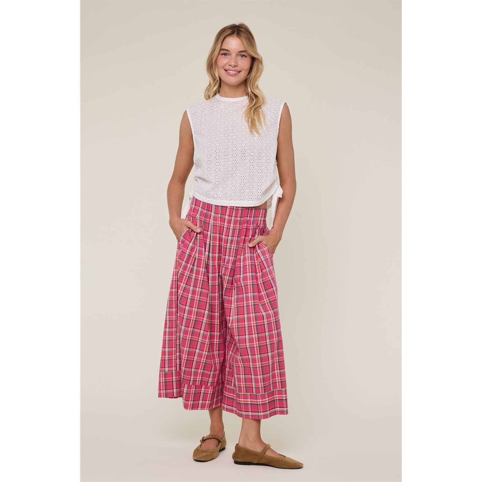 Plaid Wide Leg Pants