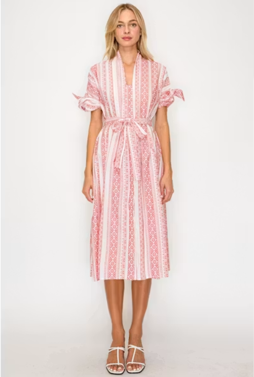 Crimson Weave Shirt Dress