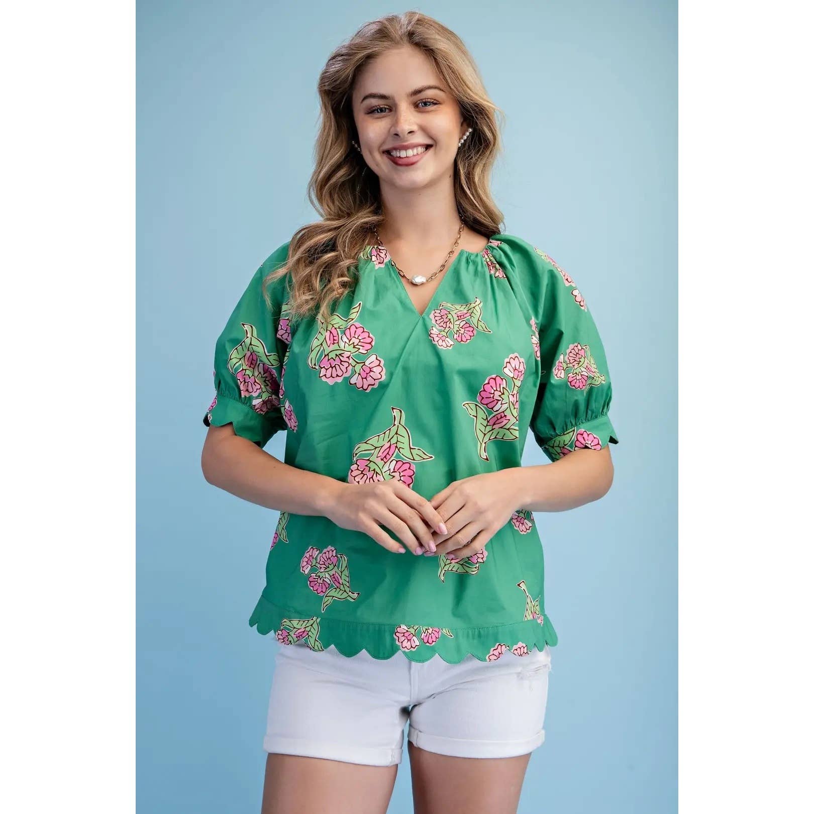 Floral Print V-Neck Blouse