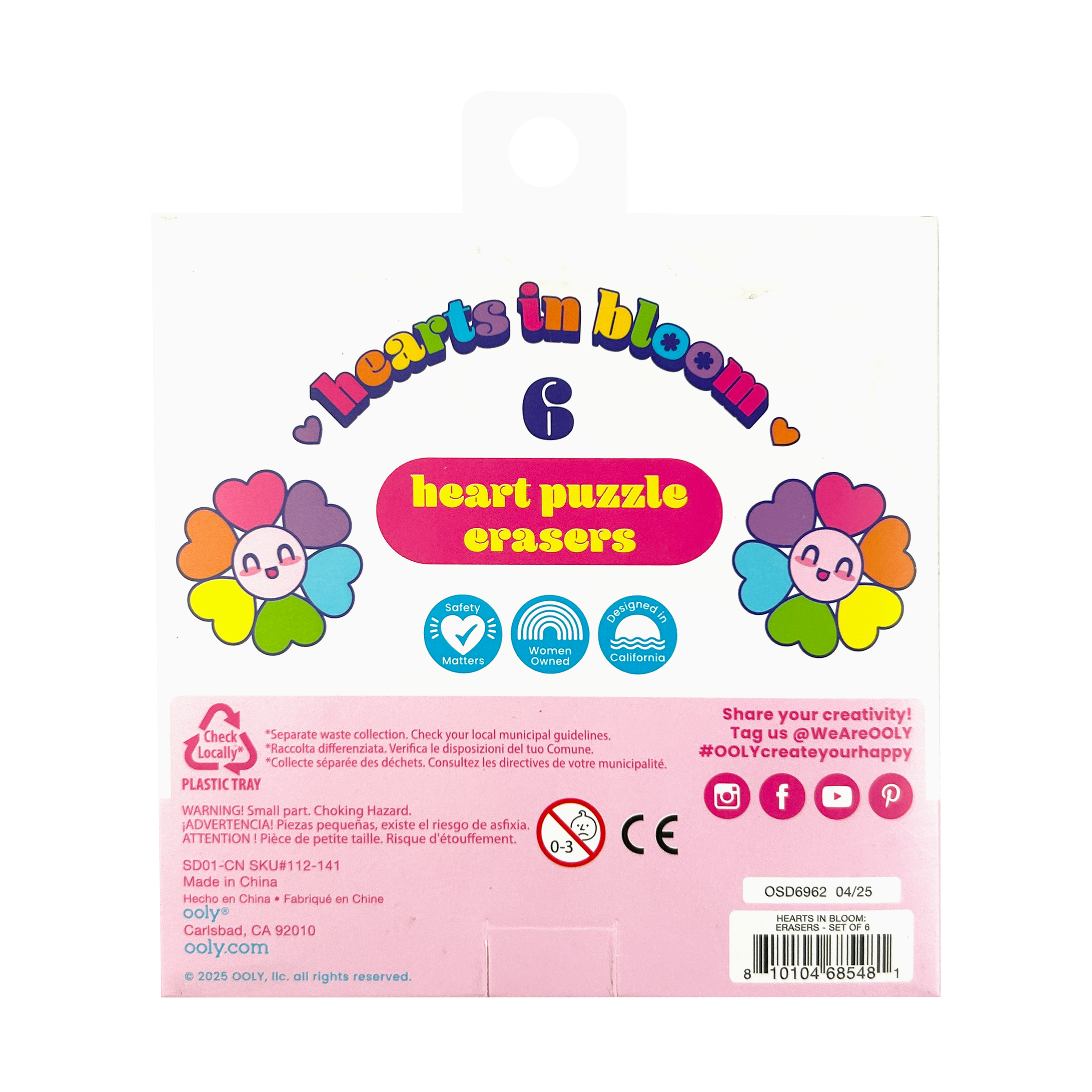 Hearts In Bloom: Erasers (Set of 6)