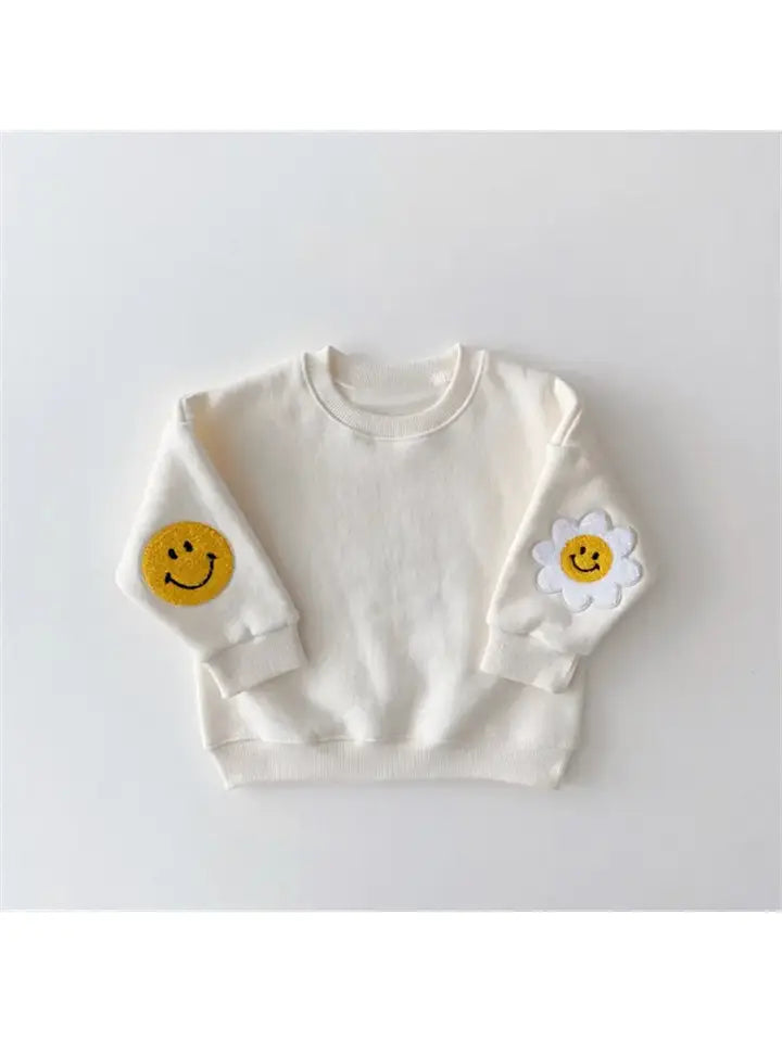 Baby Girl Sweatshirt- White with "Patches"