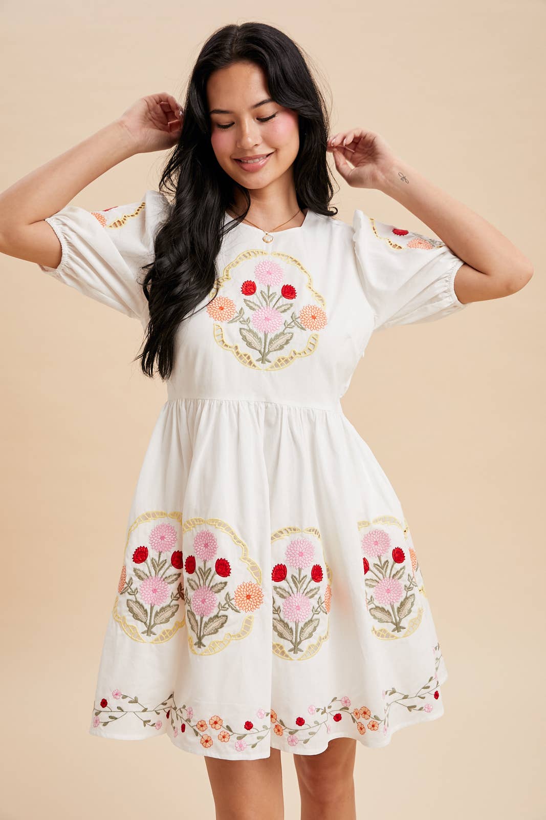 Emily Embroidered Mini Dress