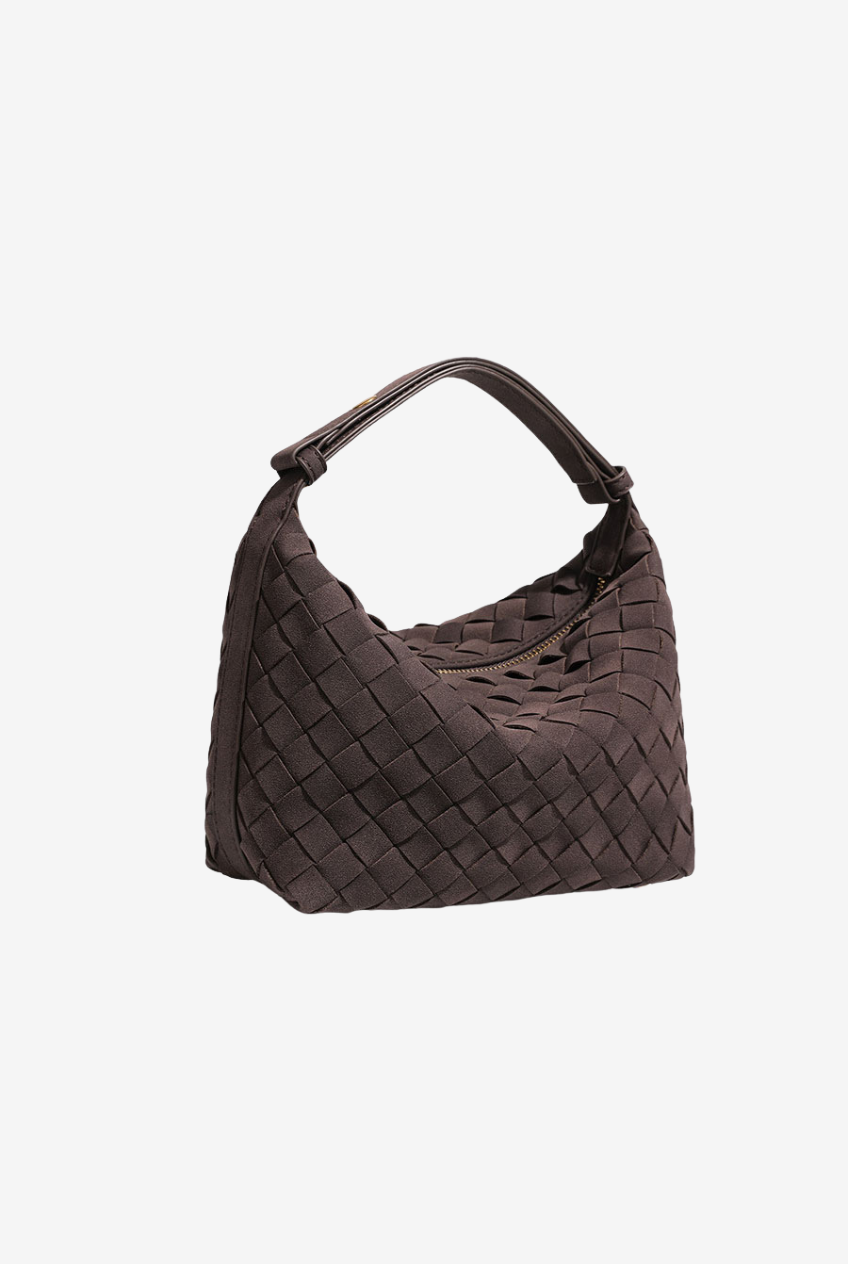 Woven Suede Hobo Bag: Espresso
