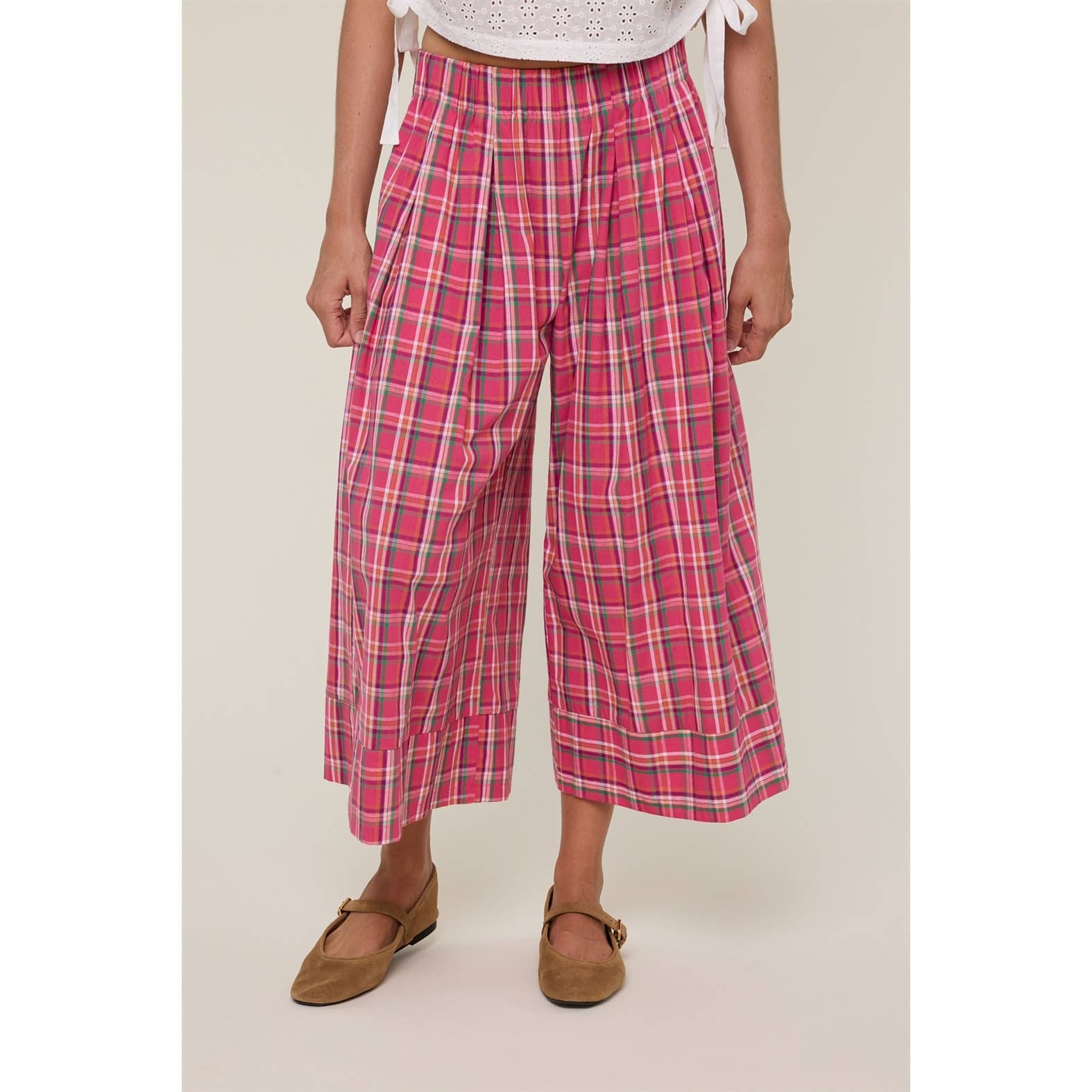 Plaid Wide Leg Pants