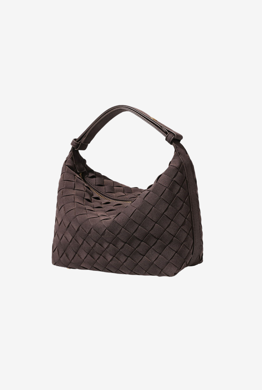 Woven Suede Hobo Bag: Espresso