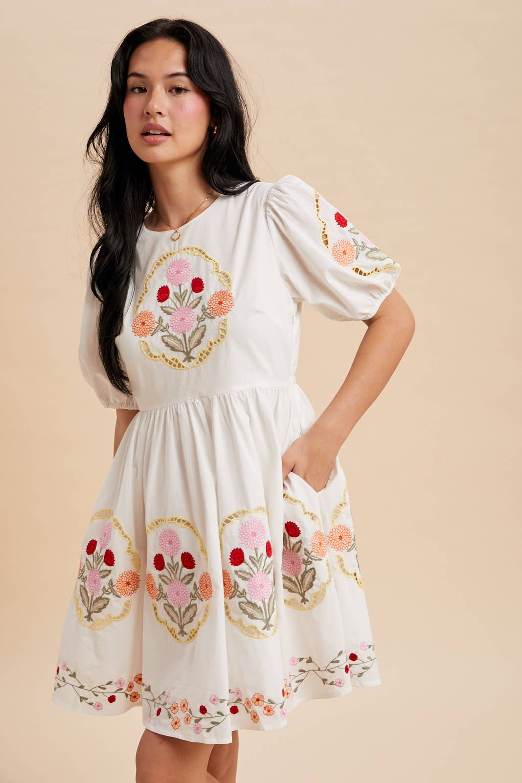 Emily Embroidered Mini Dress