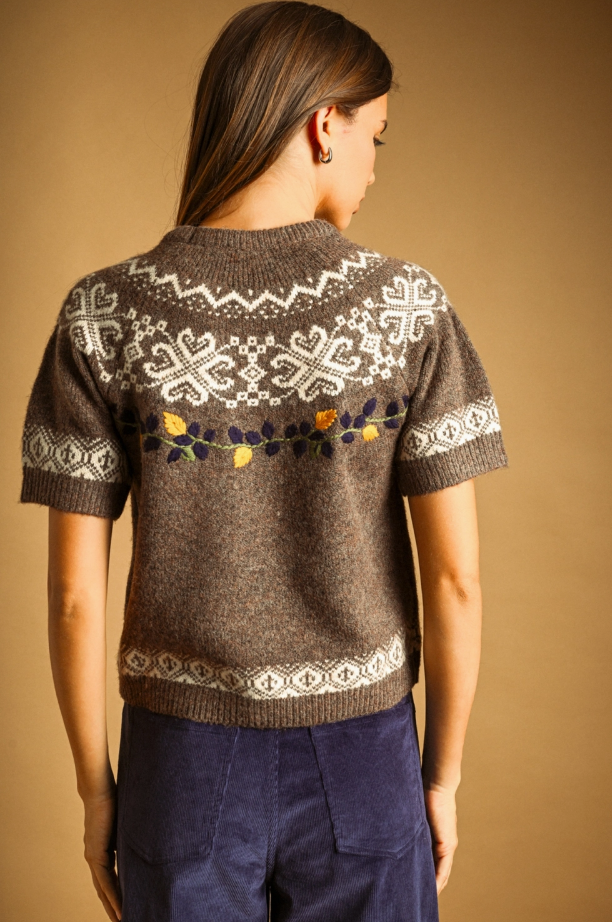 Lindsey Short Sleeve Fair Isle Sweater