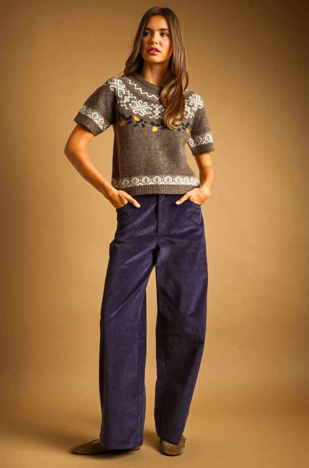 Lindsey Short Sleeve Fair Isle Sweater