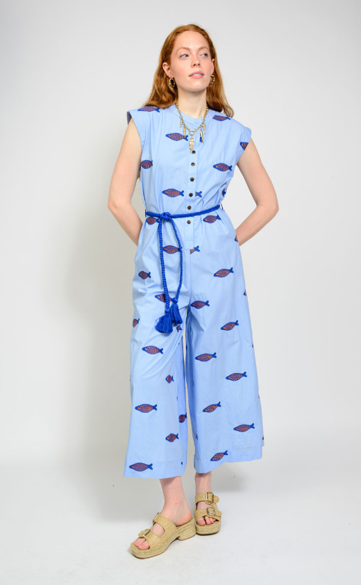 Embroidered Fish Jumpsuit