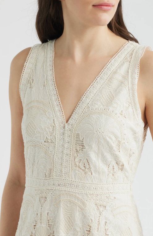 Francia Embroidered Lace Midi Dress