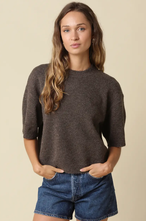 Parker Half Sleeve Sweater in Brown