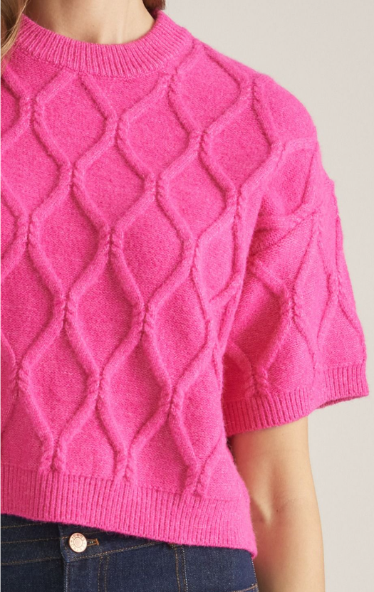 Diamond Knit Short Sleeve Sweater
